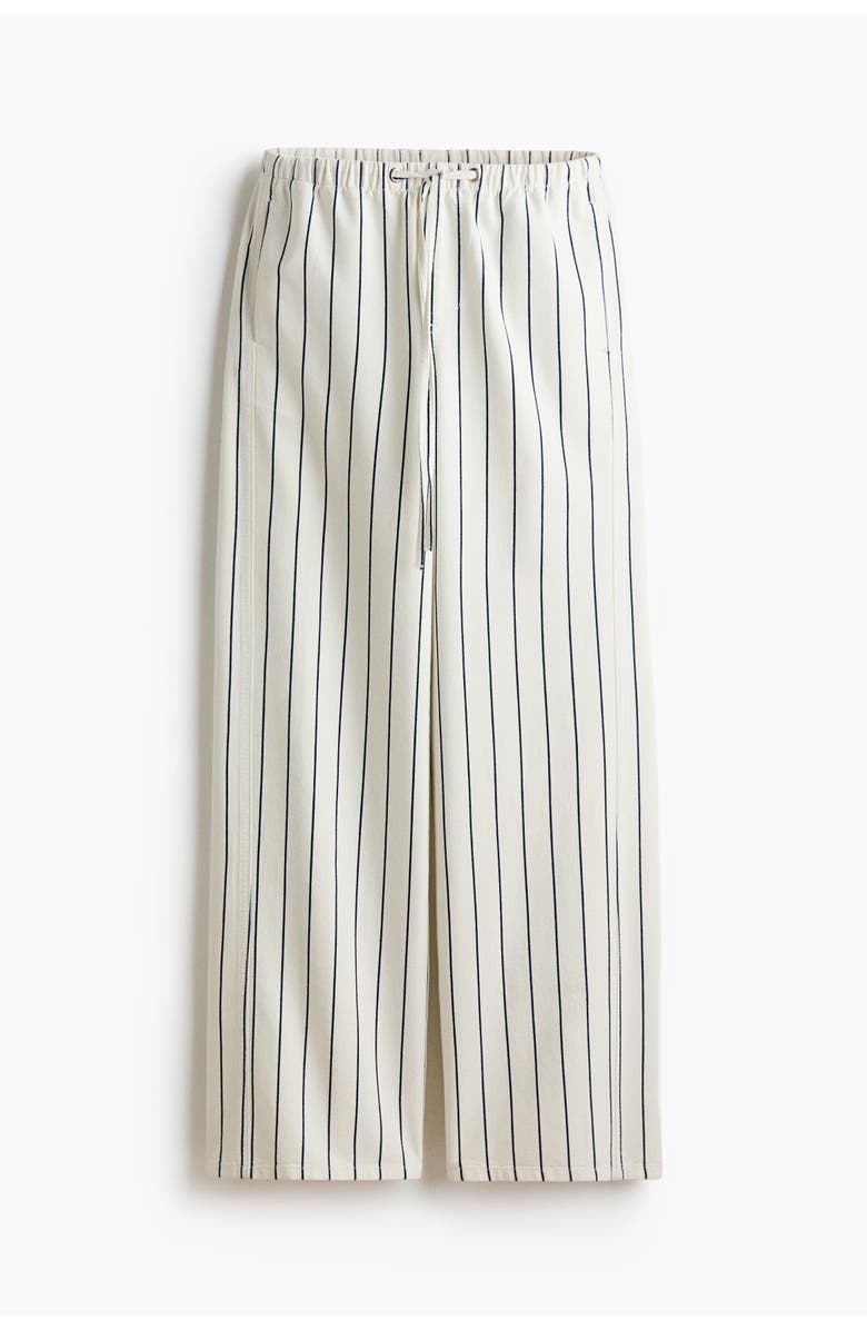 H&M Denim Drawstring Trousers, Main, color, Cream/Striped