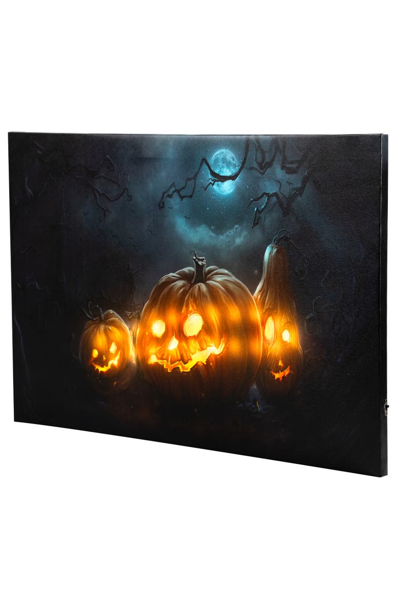 Northlight LED Lighted Spooky Halloween Jack-O-Lanterns Canvas Wall Art - 23.5" x 15.75", Alternate, color, Orange