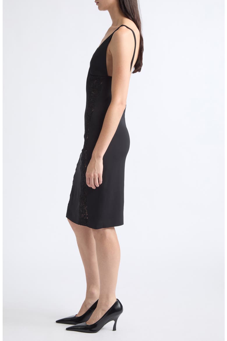 Lace Trim Stretch Cady Cocktail Dress, Alternate, color, BLACK