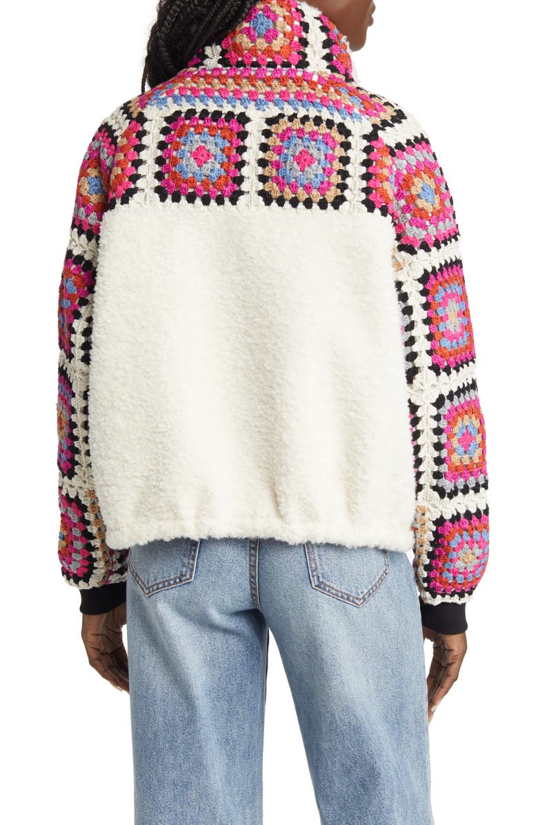 BLANKNYC Crochet Faux Shearling Zip Jacket, Alternate, color,