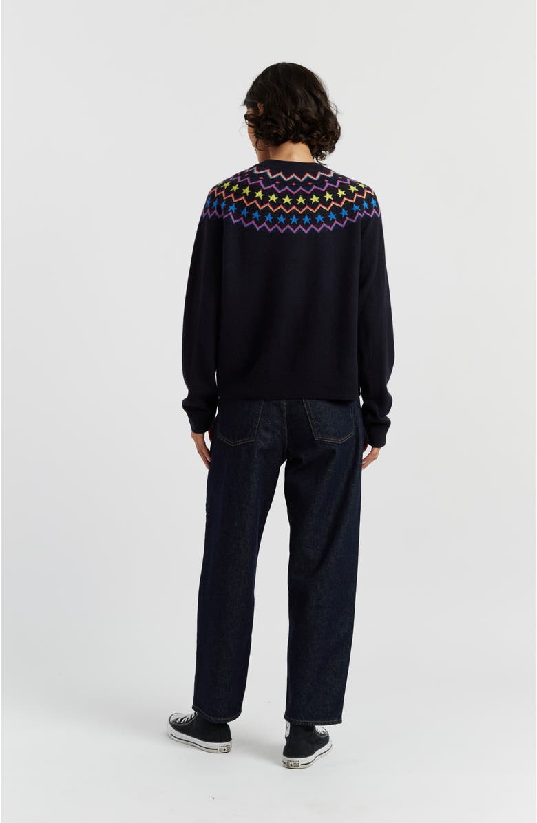 Chinti & Parker Wool Cashmere Star Yoke Sweater, Alternate, color, Navy