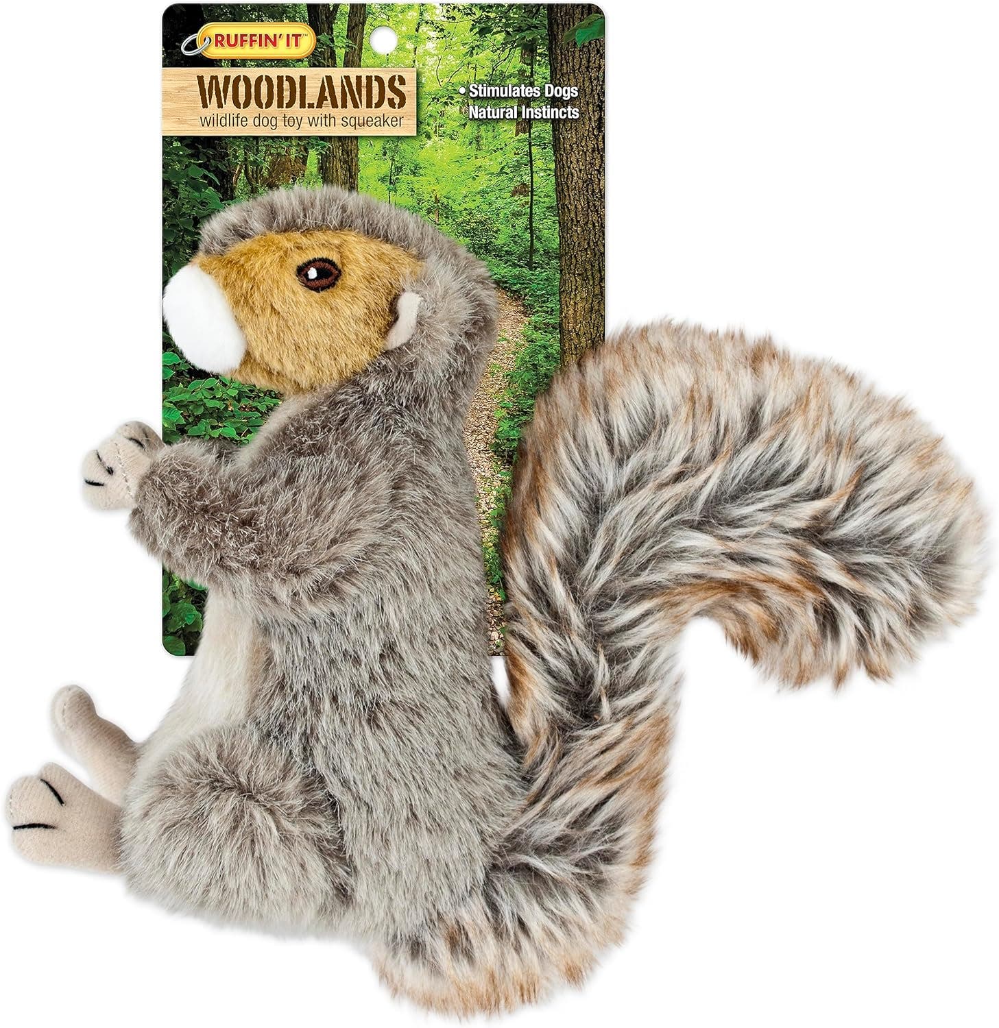 Ruffin' It Woodlands Plush Dog Toy Squirrel in Multicolored 
