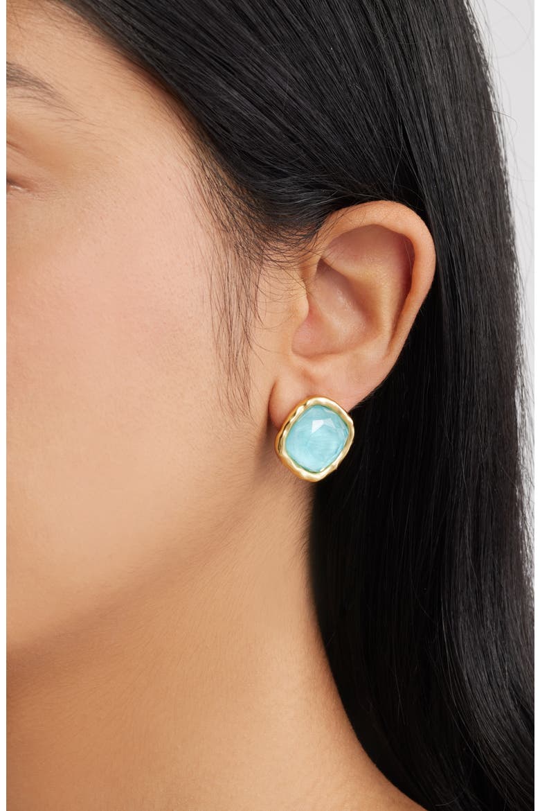 Bezel Glass Stud Earring, Alternate, color, GOLD