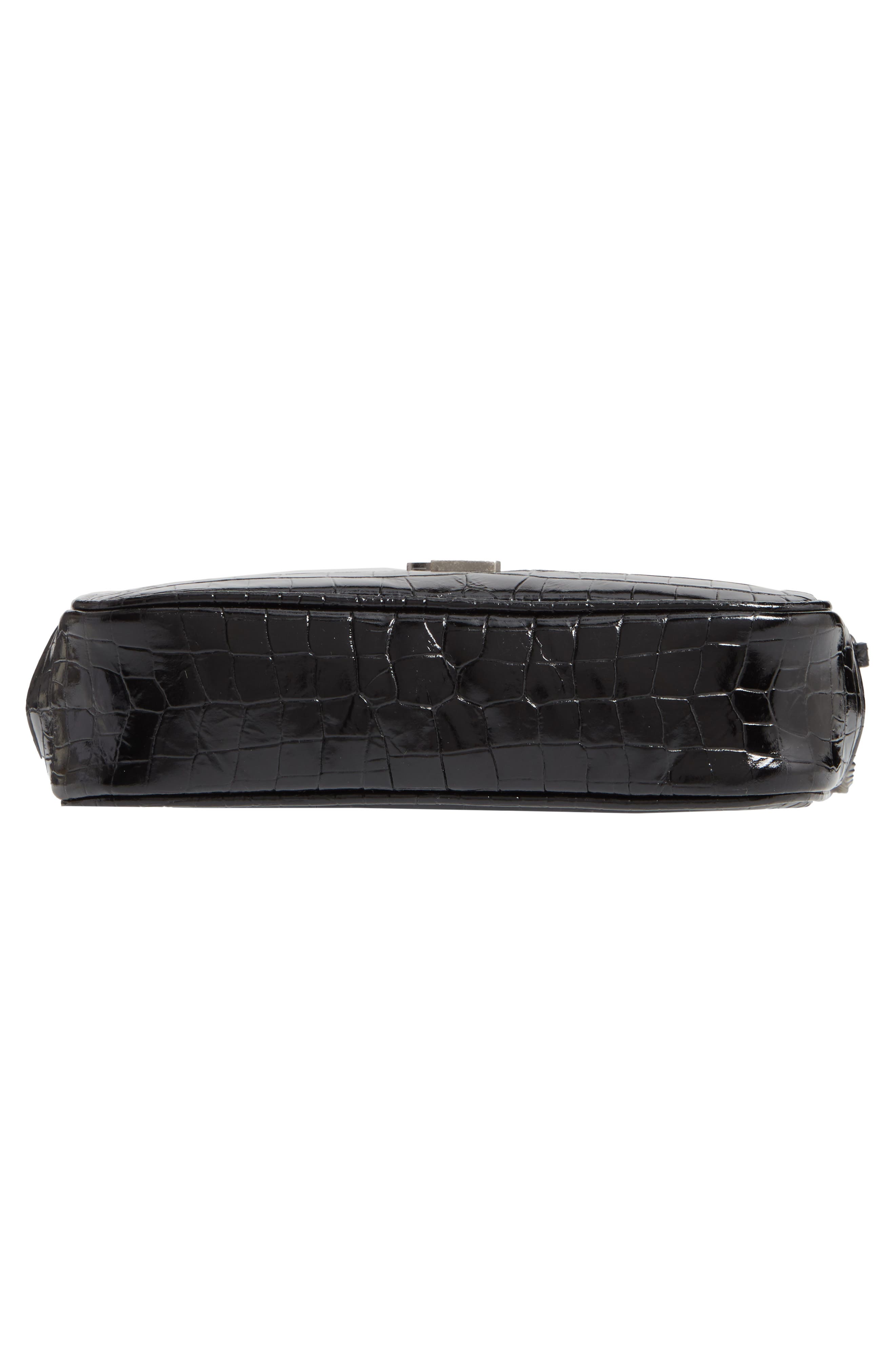 Saint Laurent Mini Lou Croc Embossed Leather Camera Bag, Alternate, color, 