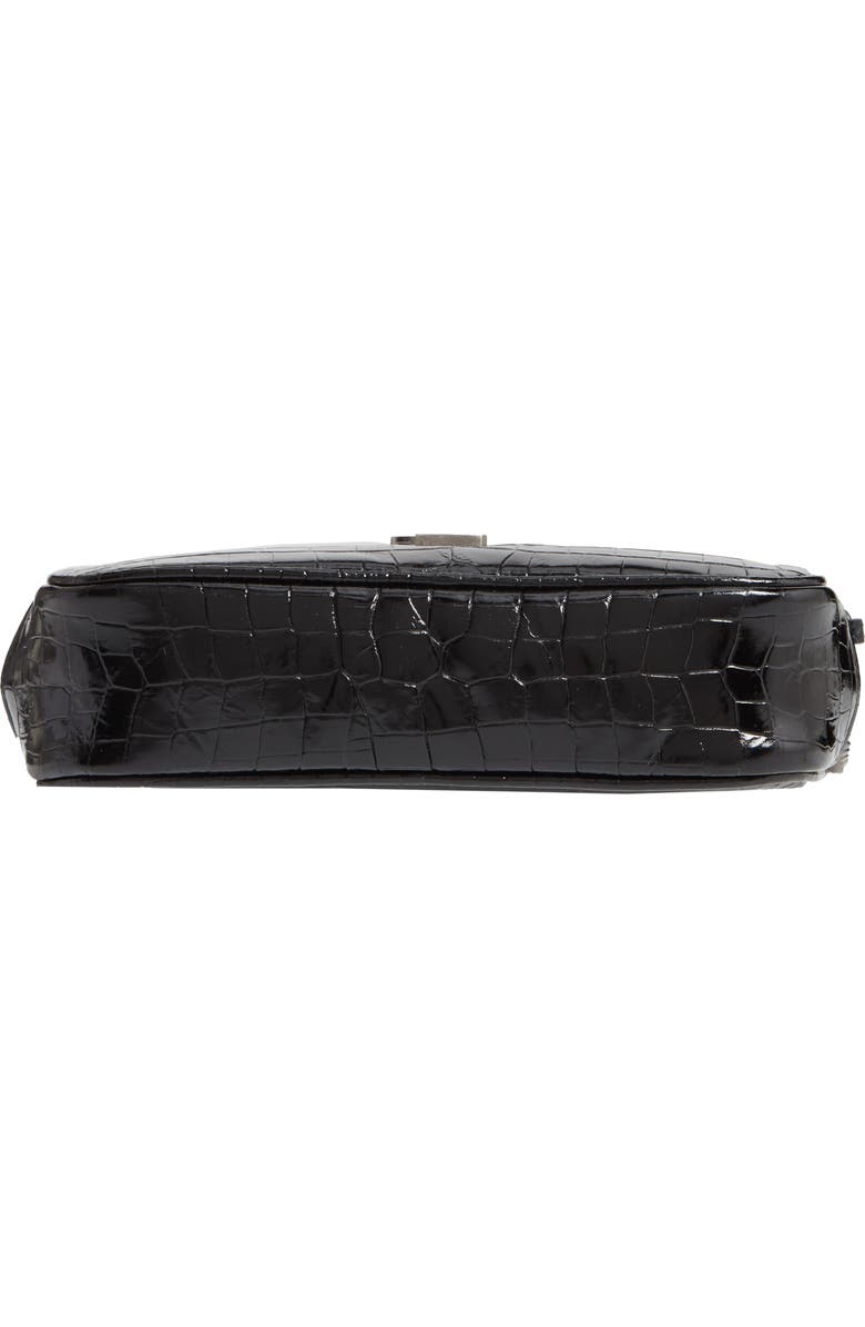 Saint Laurent Mini Lou Croc Embossed Leather Camera Bag, Alternate, color,