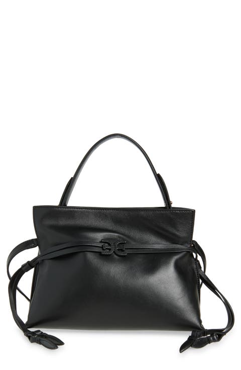 Small Poppy Drawstring Leather Crossbody Bag