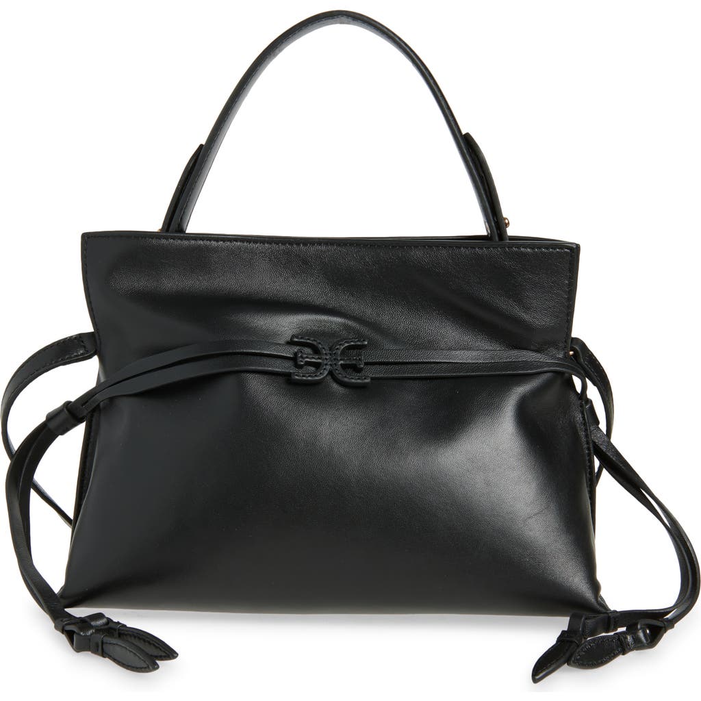 Sam Edelman Small Poppy Drawstring Leather Crossbody Bag In Black