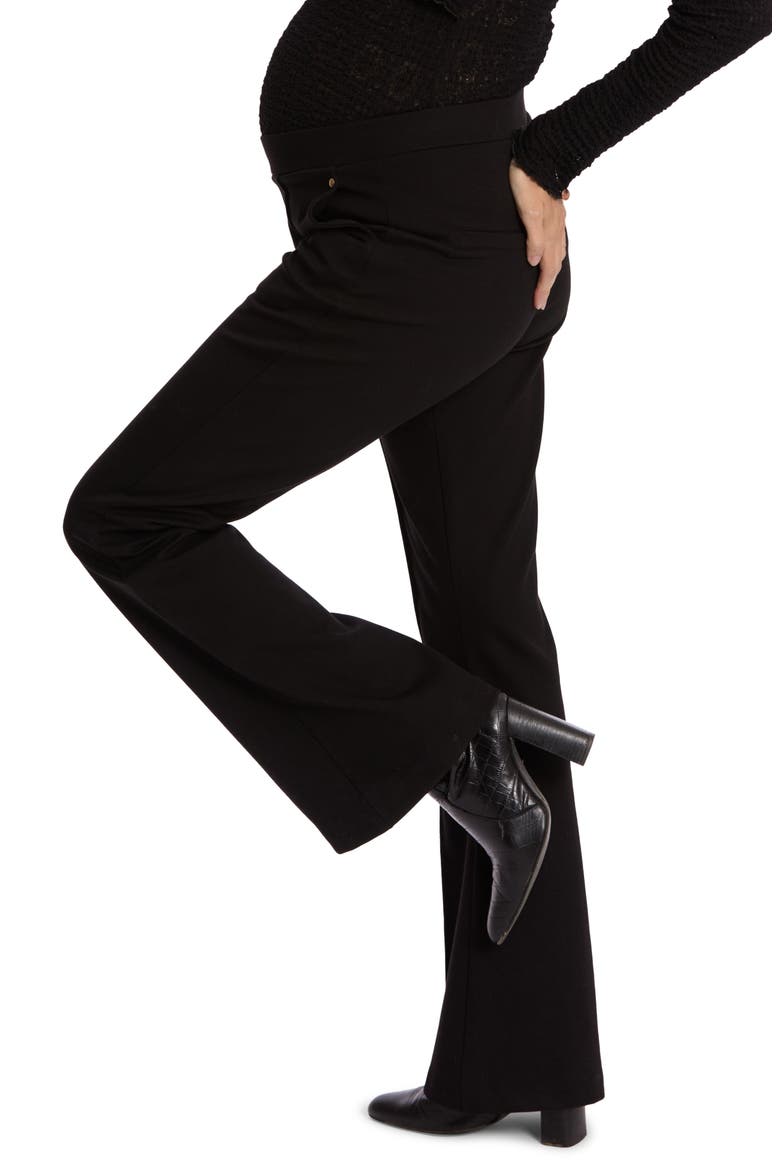 Fabio Maternity Flare Trousers, Alternate, color, BLACK