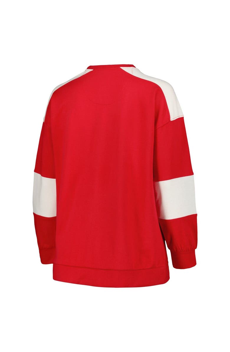 PROFILE Women's Profile Scarlet Ohio State Buckeyes Plus Size Striped Pullover Sweatshirt, Alternate, color, 