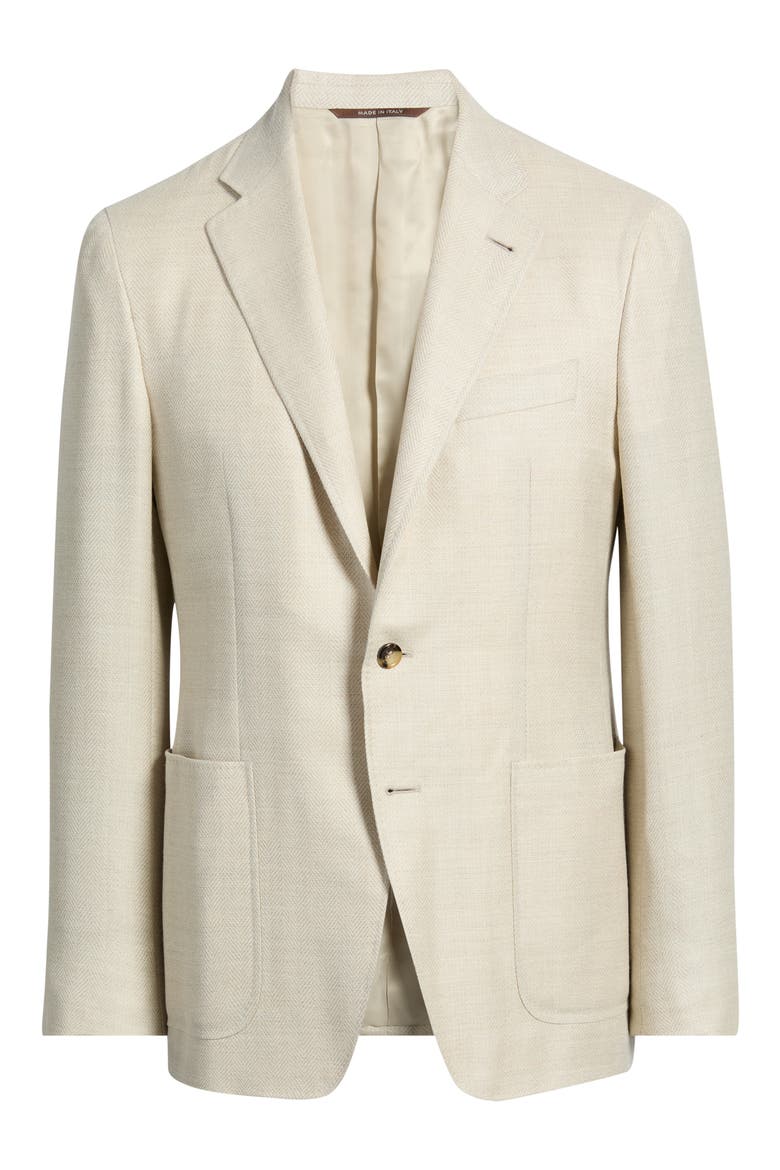 Kei Trim Fit Herringbone Sport Coat, Alternate, color, BEIGE