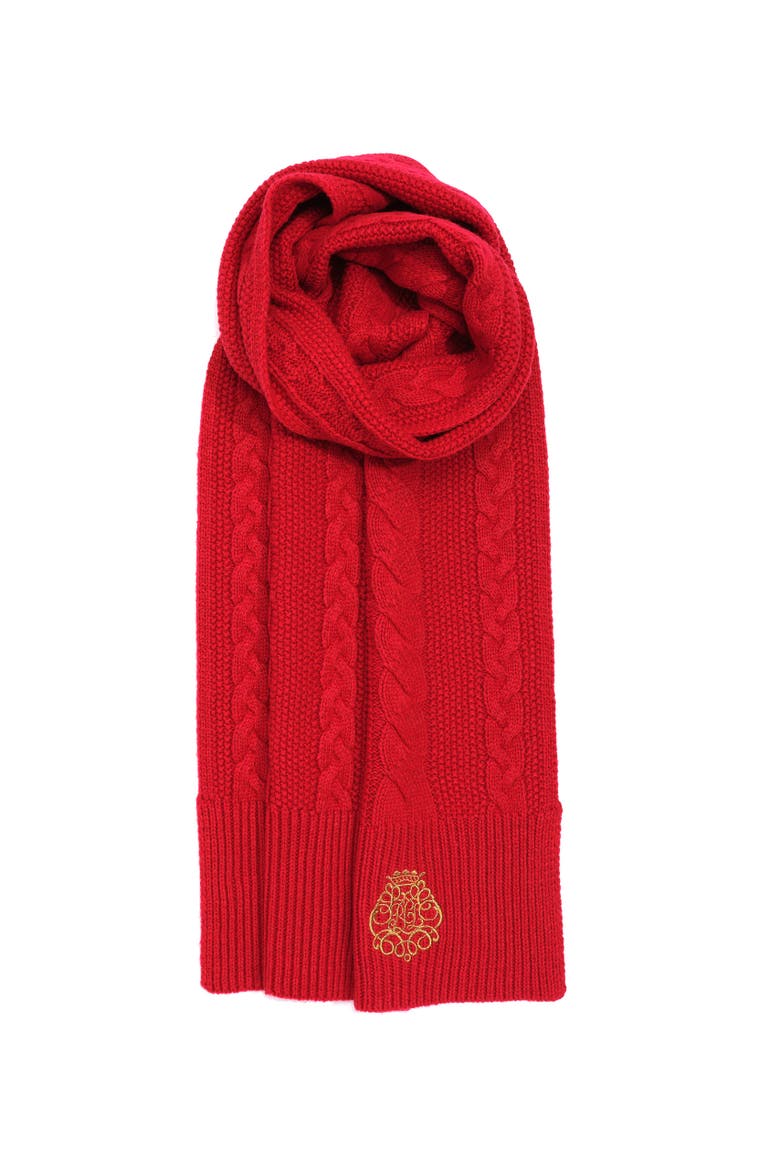 direct embroidery cable scarf, Main, color, ralph red