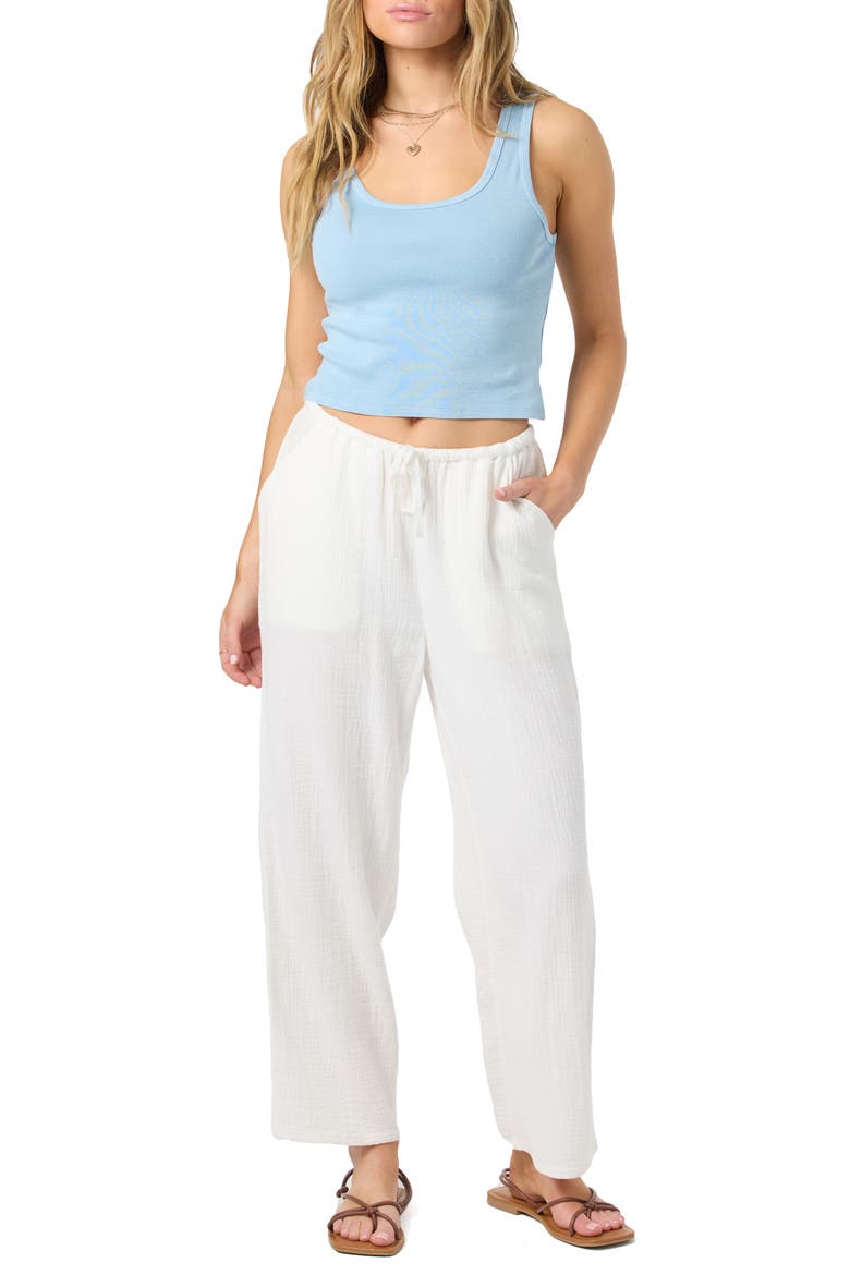Brenda Cotton Gauze Wide Leg Pants, Alternate, color, WHITE