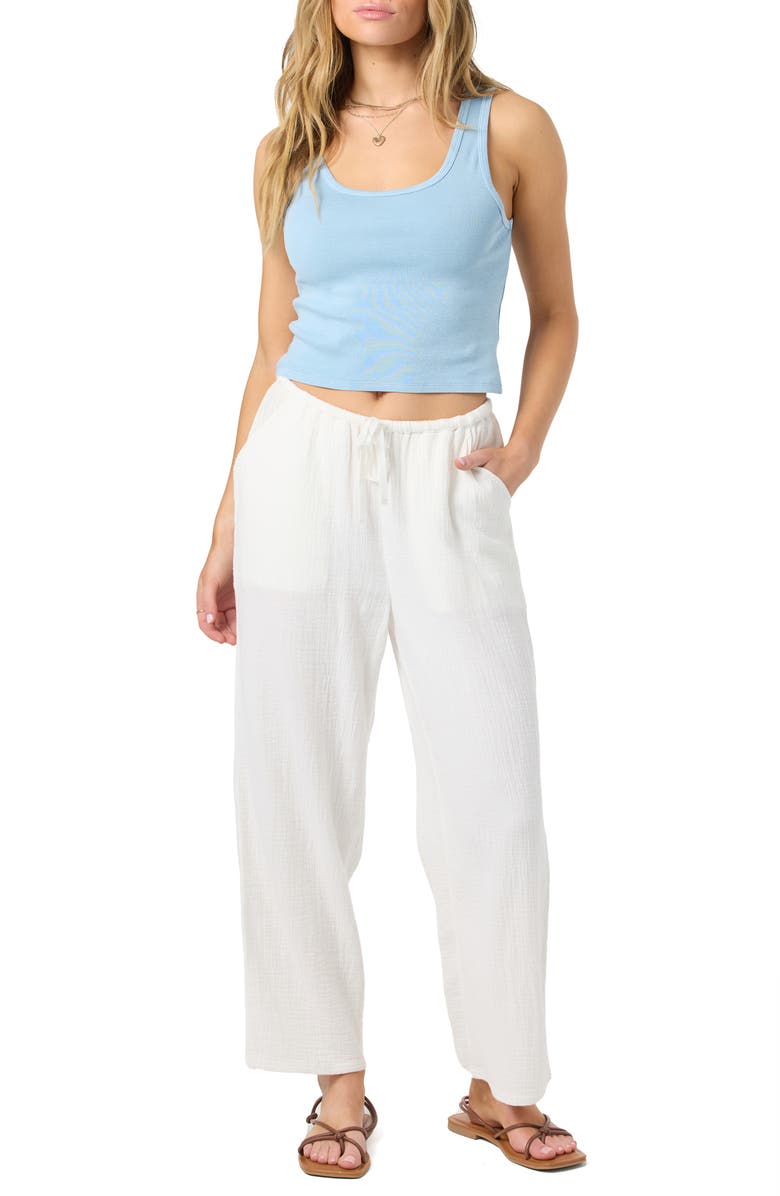 O'Neill Brenda Cotton Gauze Wide Leg Pants, Alternate, color, White