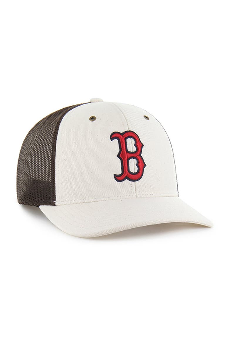 Men's Carhartt x '47 Natural/Brown Boston Red Sox Undyed Trucker Adjustable Hat, Alternate, color, Natural