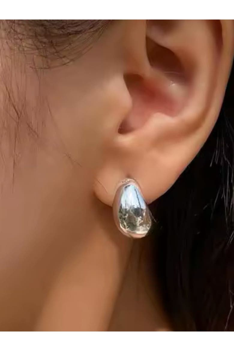 Dome Huggie Teardrop Earrings, Alternate, color, Silver