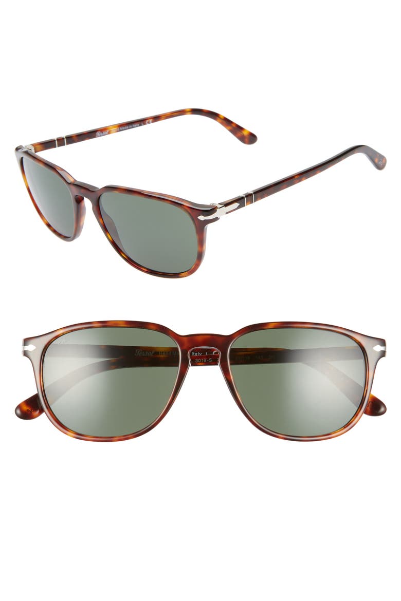 55mm Square Sunglasses, Main, color, HAVANA/ GREEN SOLID