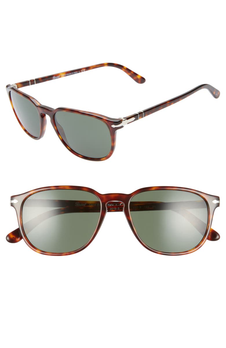 Persol 55mm Square Sunglasses, Main, color, Havana/ Green Solid