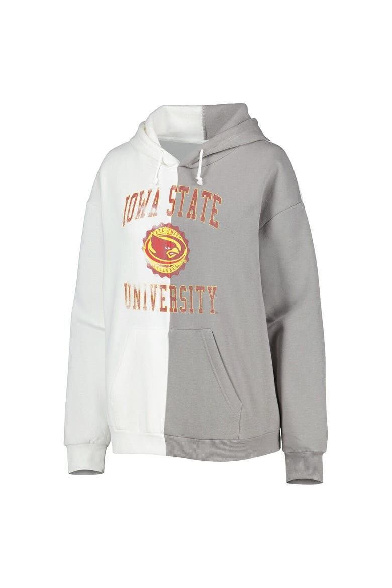 Women's Gameday Couture Gray/White Iowa State Cyclones Split Pullover Hoodie, Alternate, color, White