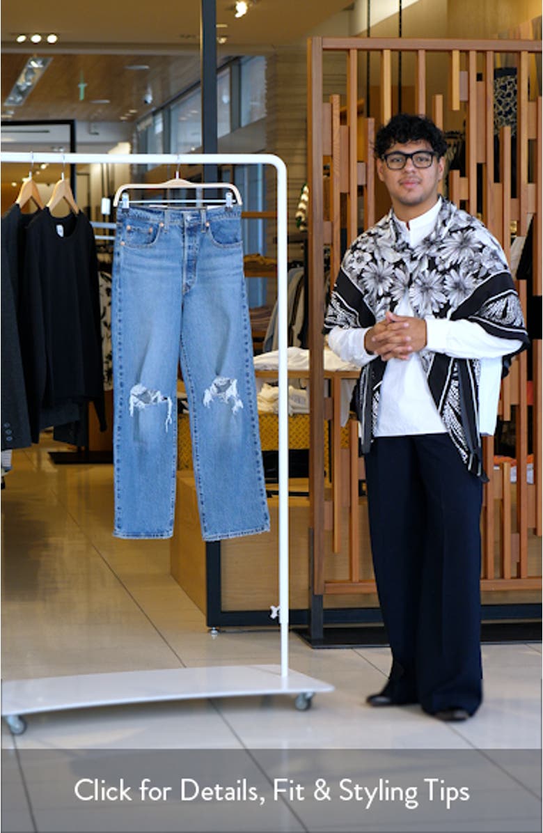 Ribcage Ripped High Waist Ankle Straight Leg Jeans, sales video thumbnail