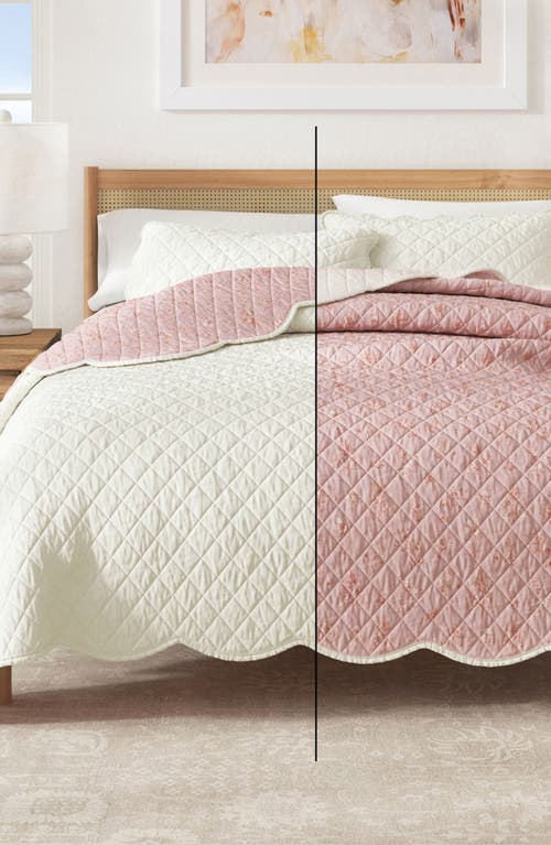Woven & Weft Floral Cotton Quilt & Sham Set In Spring Petals Peach