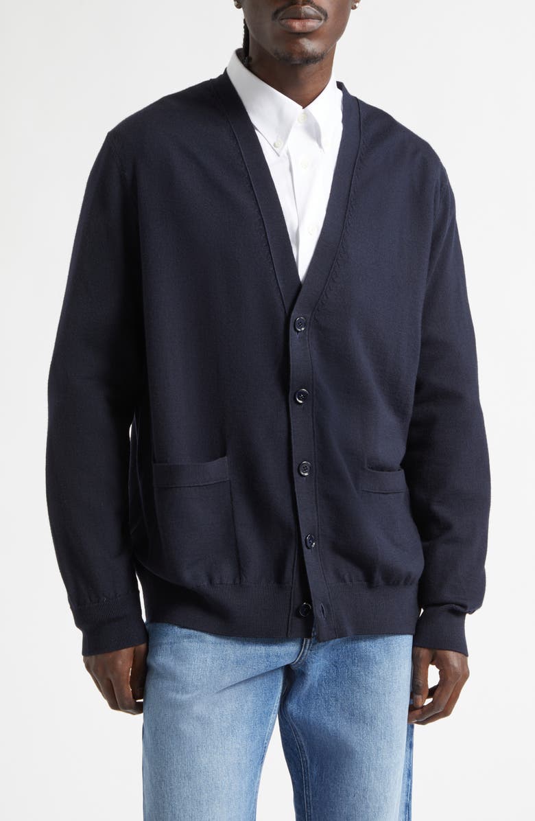 Givenchy Cotton V-Neck Cardigan, Main, color, Dark Navy