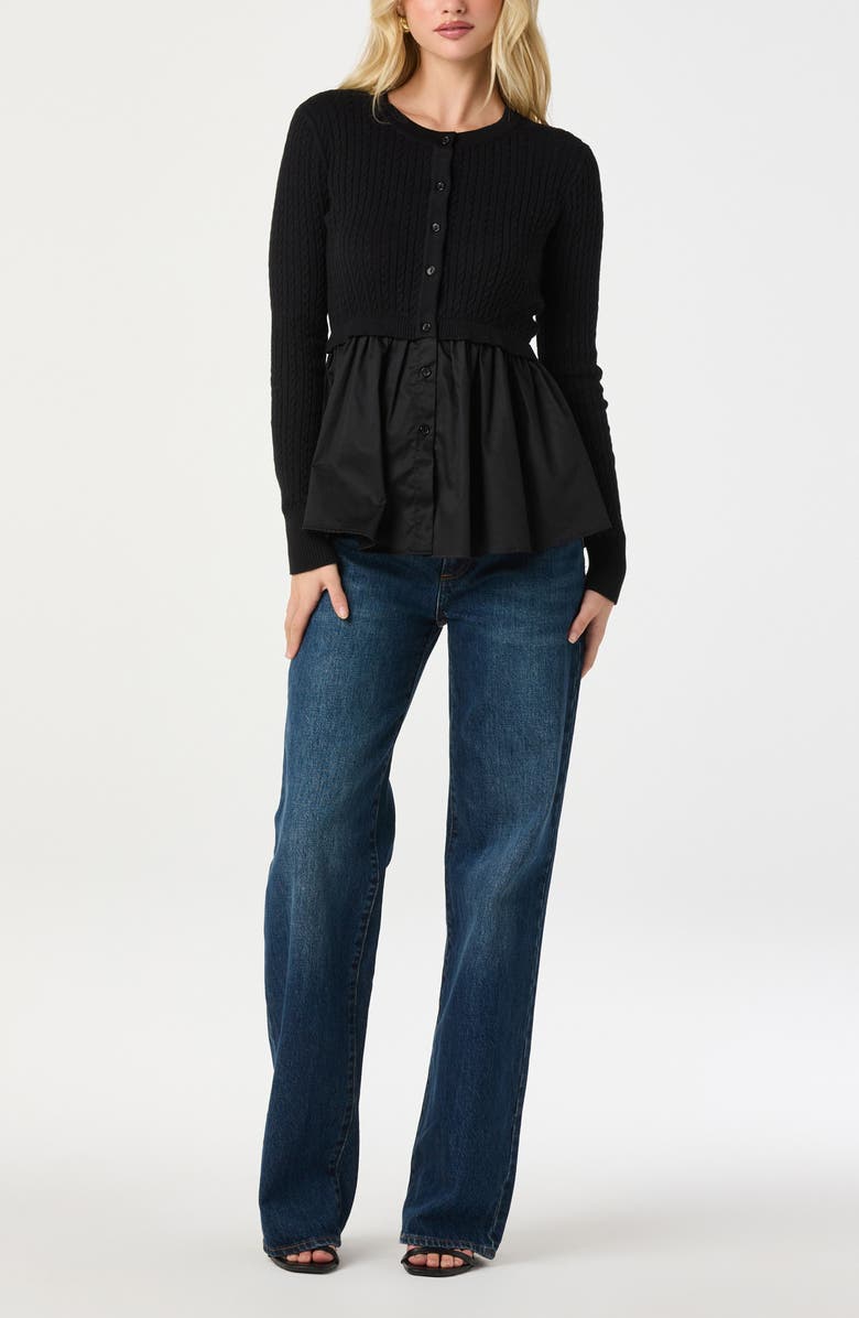 ASTR the Label Mixed Media Peplum Top, Alternate, color, Black