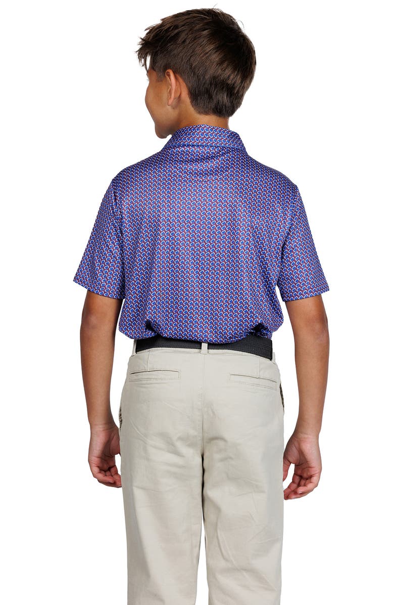 TailorByrd Kids' Football Print Performance Polo, Alternate, color, Burgundy