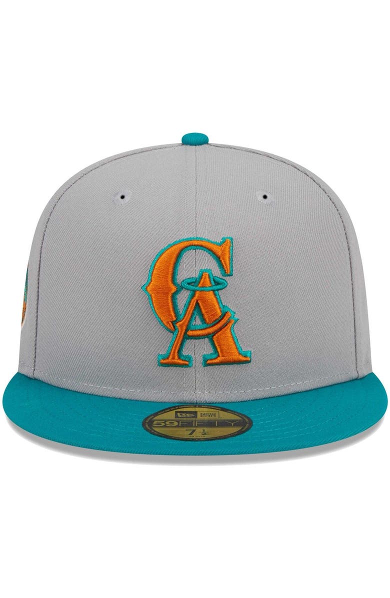 New Era Men's New Era Gray/Teal California Angels Cooperstown Collection 59FIFTY Fitted Hat, Alternate, color, 