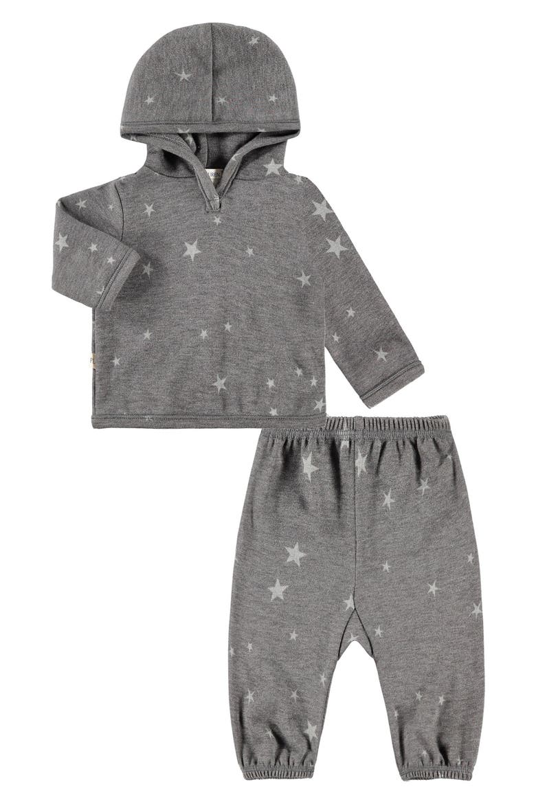 Kids' Star Print Fleece Hoodie & Pants Lounge Set, Main, color, DARK GRAY