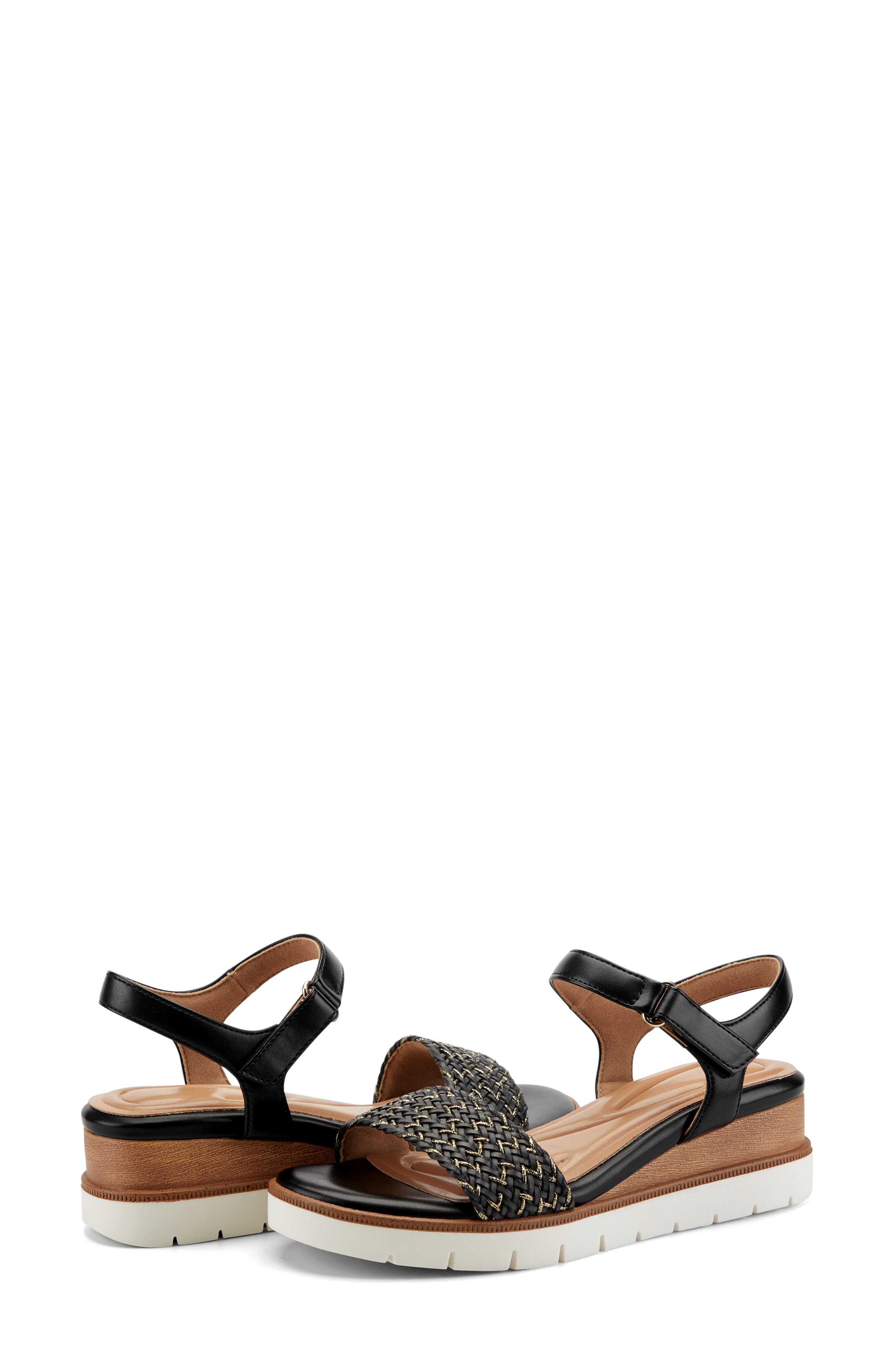 Easy Spirit Edythe Wedge Sandal, Alternate, color, Black