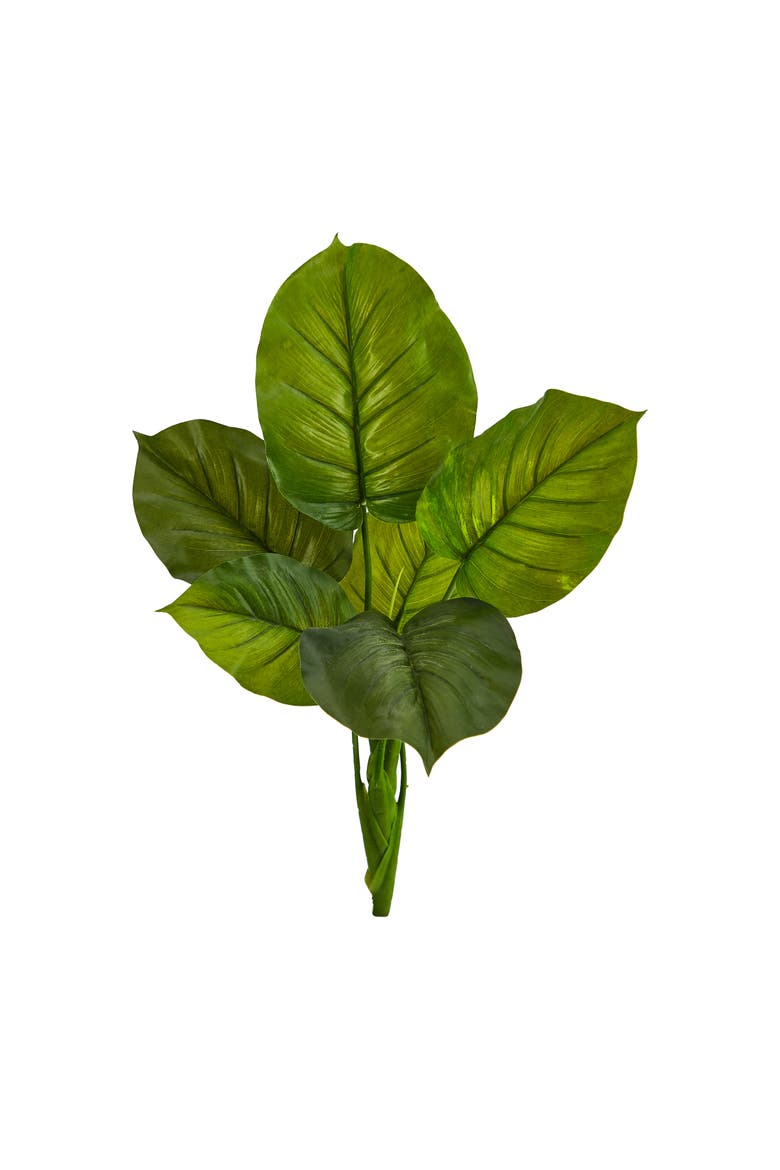 27-in Large Philodendron Leaf Artificial Bush Plant, Main, color, Green
