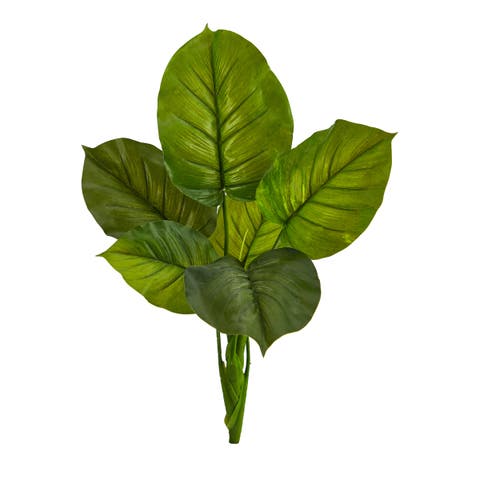 27-in Large Philodendron Leaf Artificial Bush Plant (Set of 4)