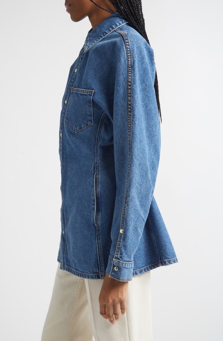 OSSOU Cinch Denim Shirt Jacket, Alternate, color, Horizon Wash