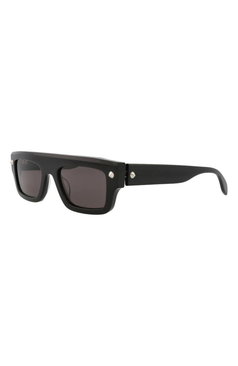 McQueen 52mm Rectangle Sunglasses, Alternate, color, Black Black Grey