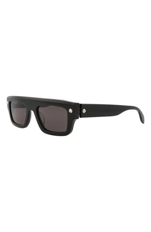 Alexander Mcqueen Mcqueen 52mm Rectangle Sunglasses In Black