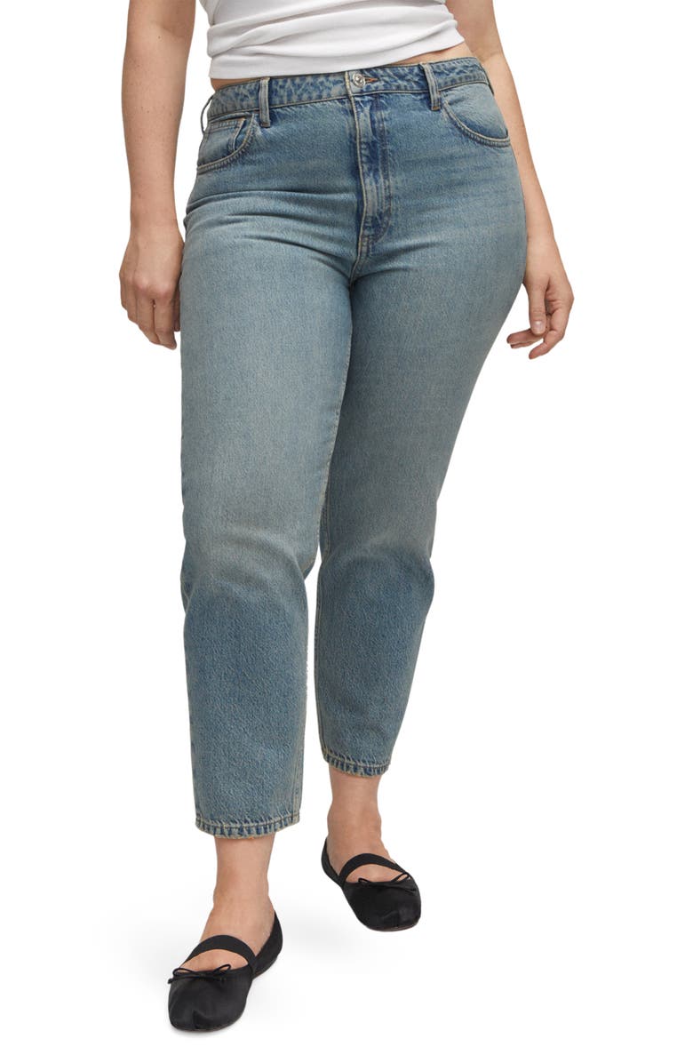MANGO High Waist Ankle Mom Jeans, Alternate, color,