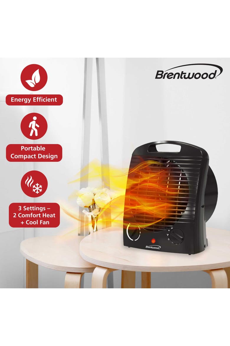 1500 W Portable Electric Space Heater and Fan in Black, Alternate, color, Black