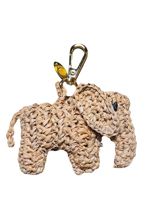 Elephant Raffia Bag Charm