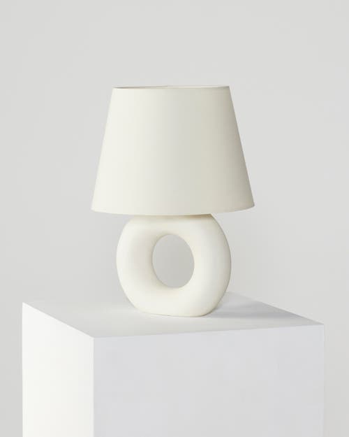 Brightech Chloe 15.5" Led Table Lamp With Off-white Ceramic Base And Cotton Shade In Beige/cream