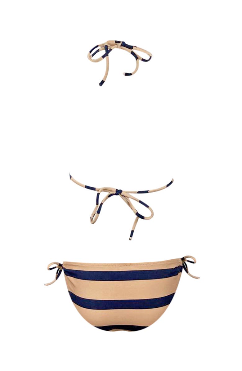 NESSI BYRD Kids' Stripe Triangle Two-Piece Bikini, Alternate, color, Beige