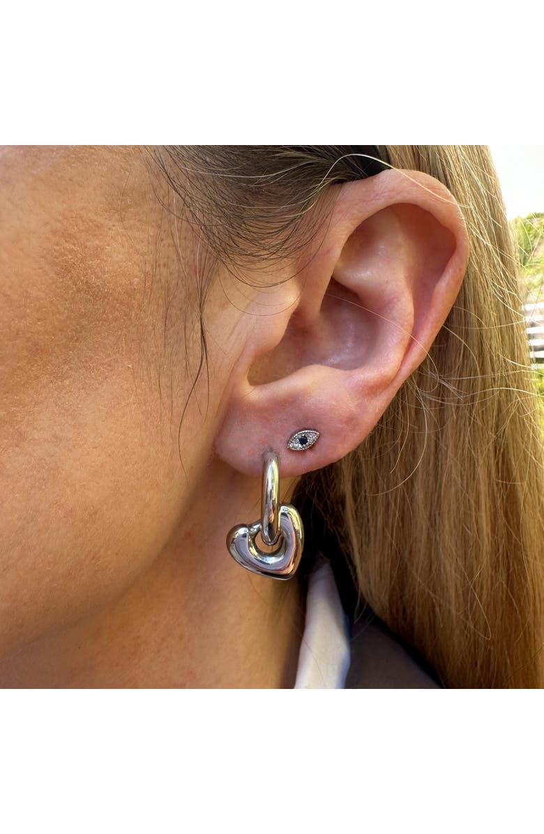 Outofoffice Silver Heart Removable Huggie Earrings, Alternate, color, Silver