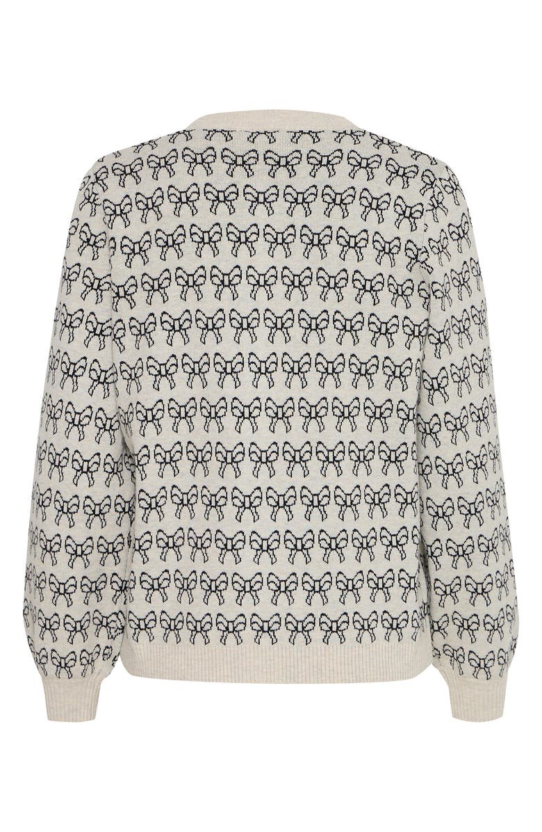 ICHI Bow Print Cardigan Sweater, Alternate, color,