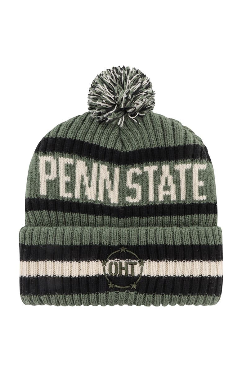 '47 Men's '47 Green Penn State Nittany Lions OHT Military Appreciation Bering Cuffed Knit Hat with Pom, Alternate, color,
