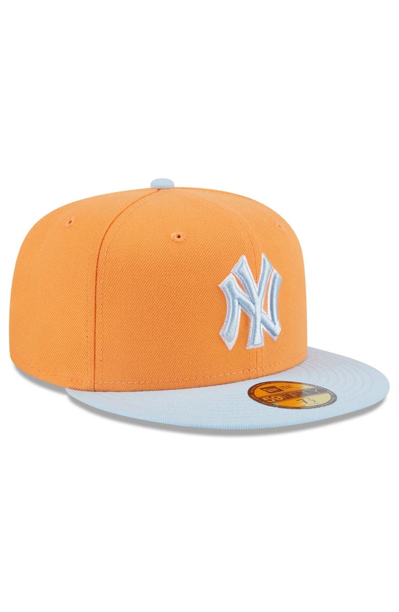 New Era Men's New Era Orange/Light Blue New York Yankees Spring Color Basic Two-Tone 59FIFTY Fitted Hat, Alternate, color, 