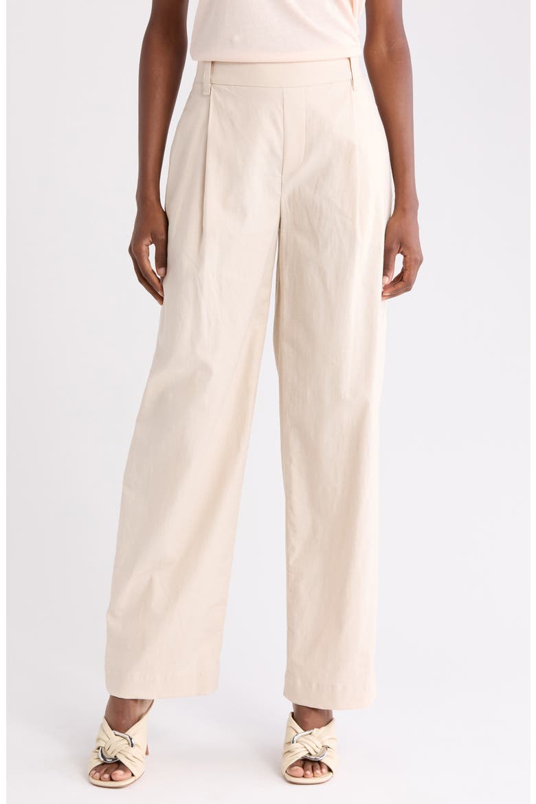 Pleated Pull-On Pants, Main, color, LIGHT OAT