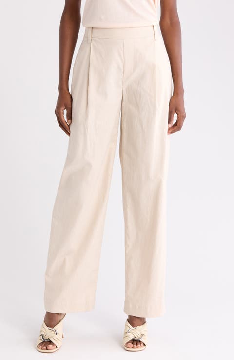 Pleated Pull-On Pants