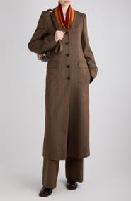 Dries Van Noten Ritt Tonal Stripe Wool Coat
