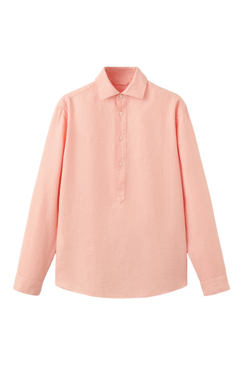 Long Sleeve Linen Polo Shirt, Alternate, color, SALMON