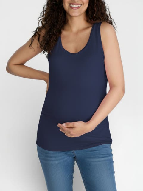 Scoop Neck Side-Ruched Maternity Tank Top