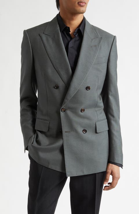 Dyllan Double Breasted Silk Canvas Sport Coat